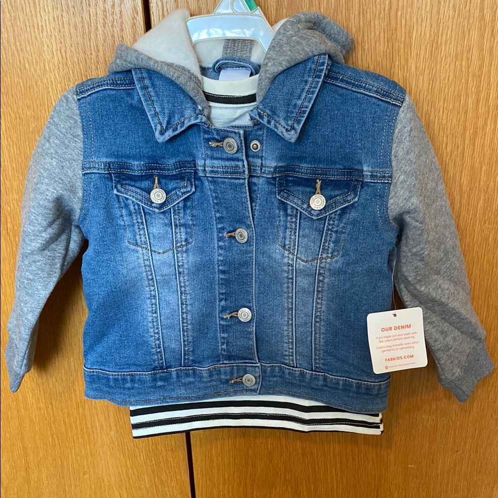 Kids Denim and Gray Hooded Jacket